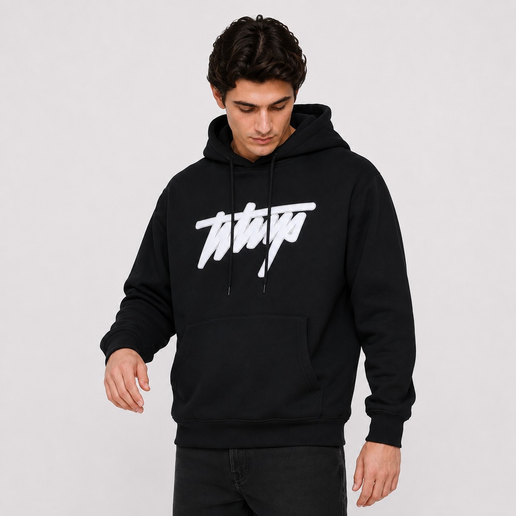Polerón Whatup Hoodie Black White v26