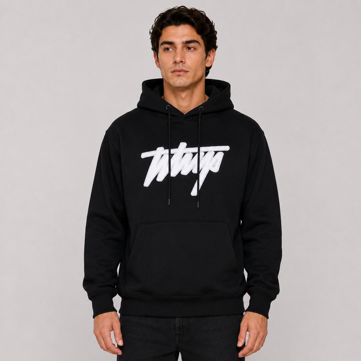 Polerón Whatup Hoodie Black White v26