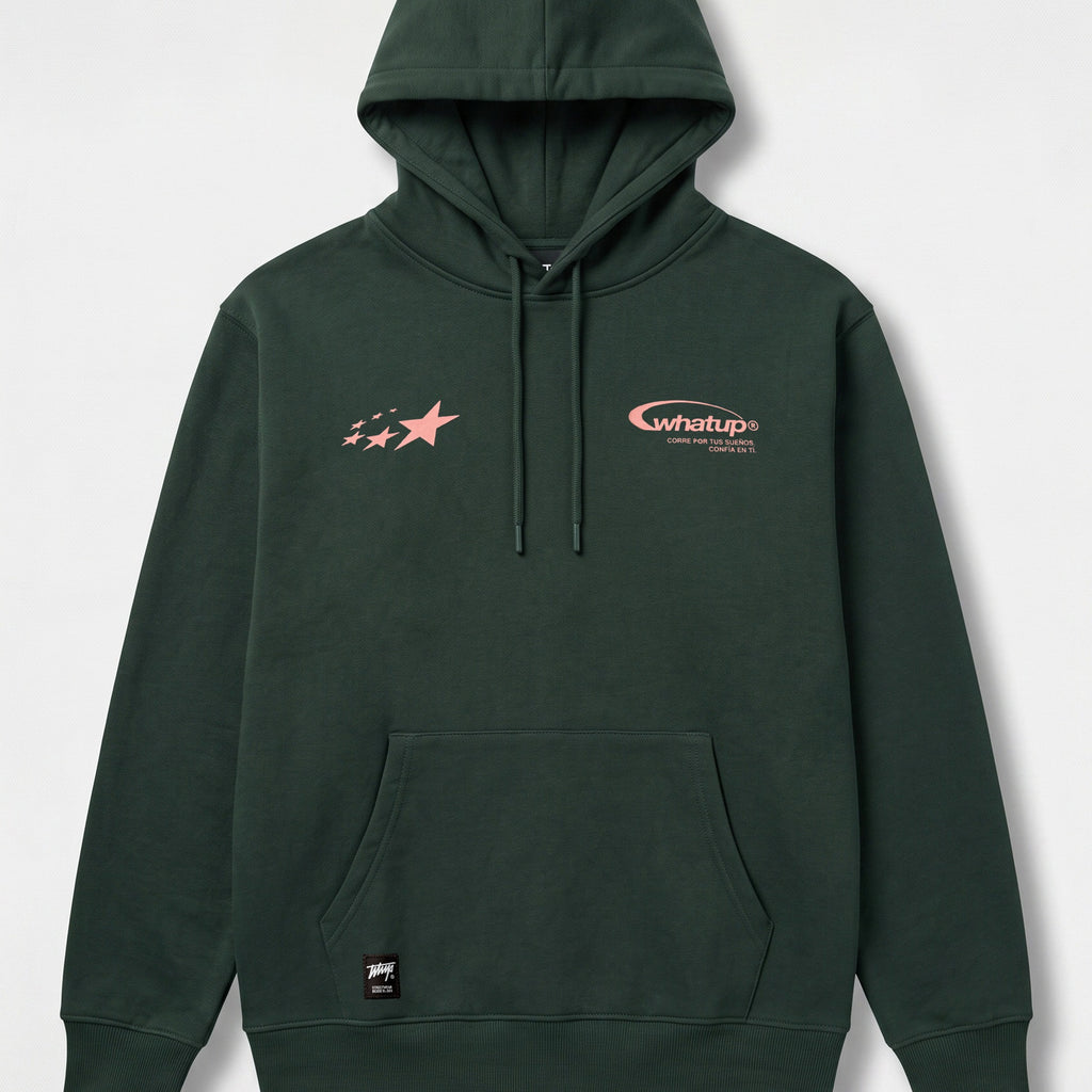 Polerón WhatUp Hoodie True Society Green Pink