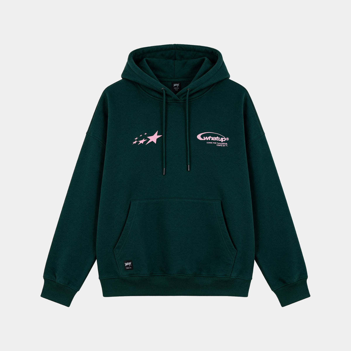Polerón Hoodie True Society Oversize Box Verde Rosado