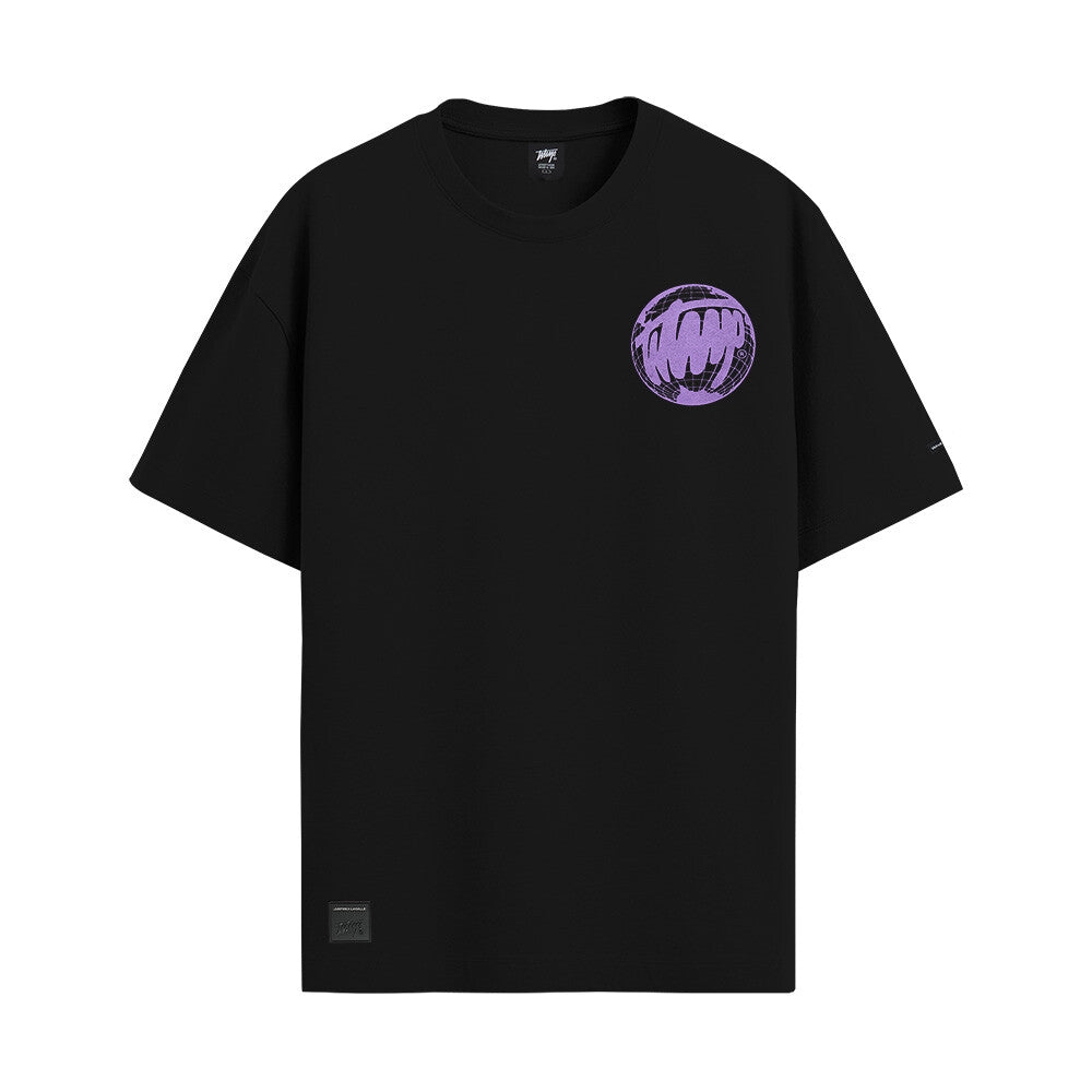 Polera WhatUp Oversize Black Round Purple