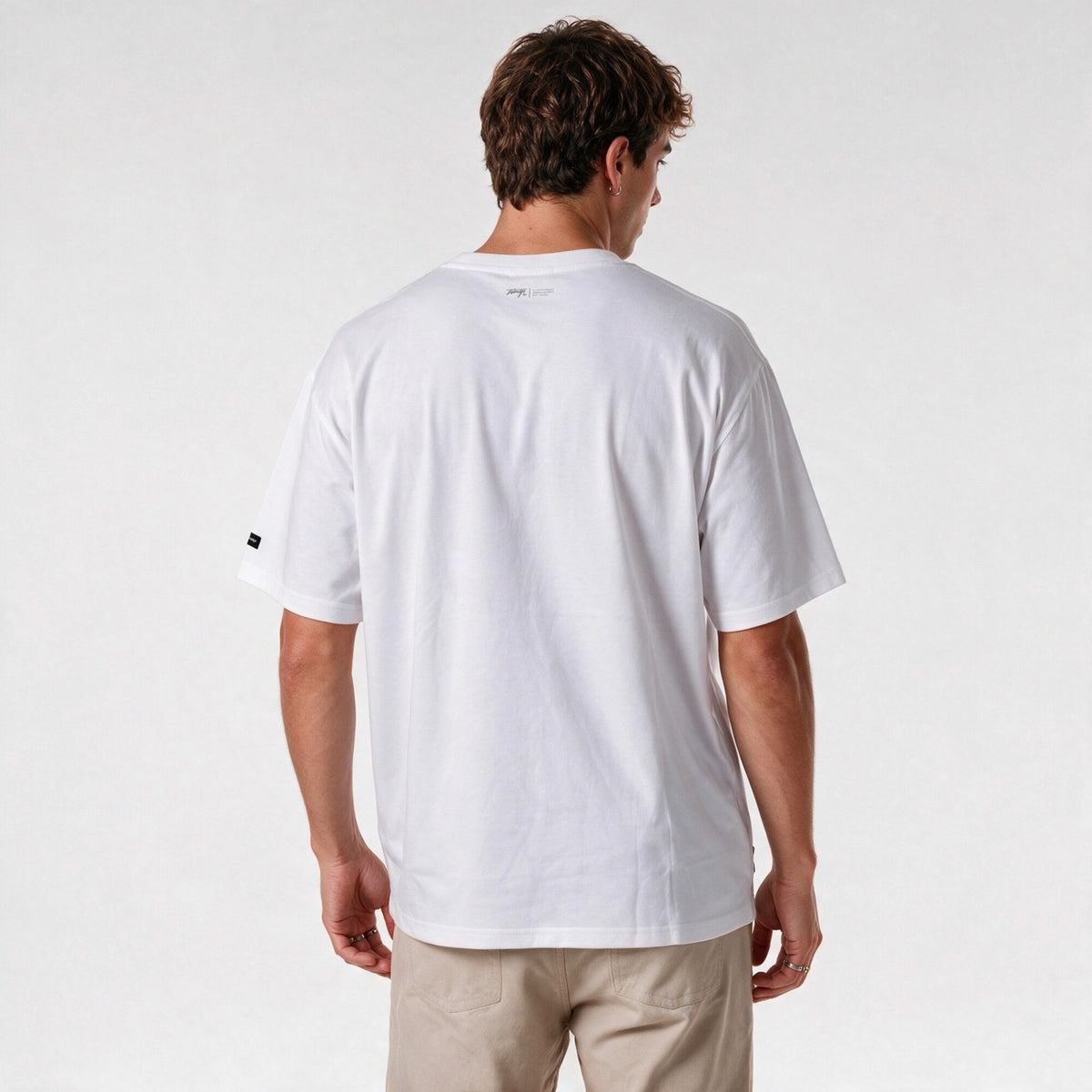 Polera Oversize Box Blanco Logo Gris
