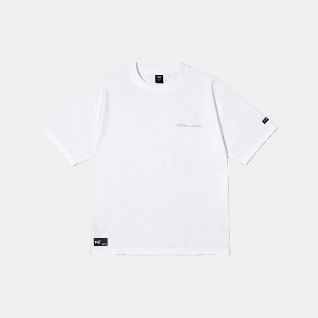 Polera Oversize Box Blanco Logo Gris