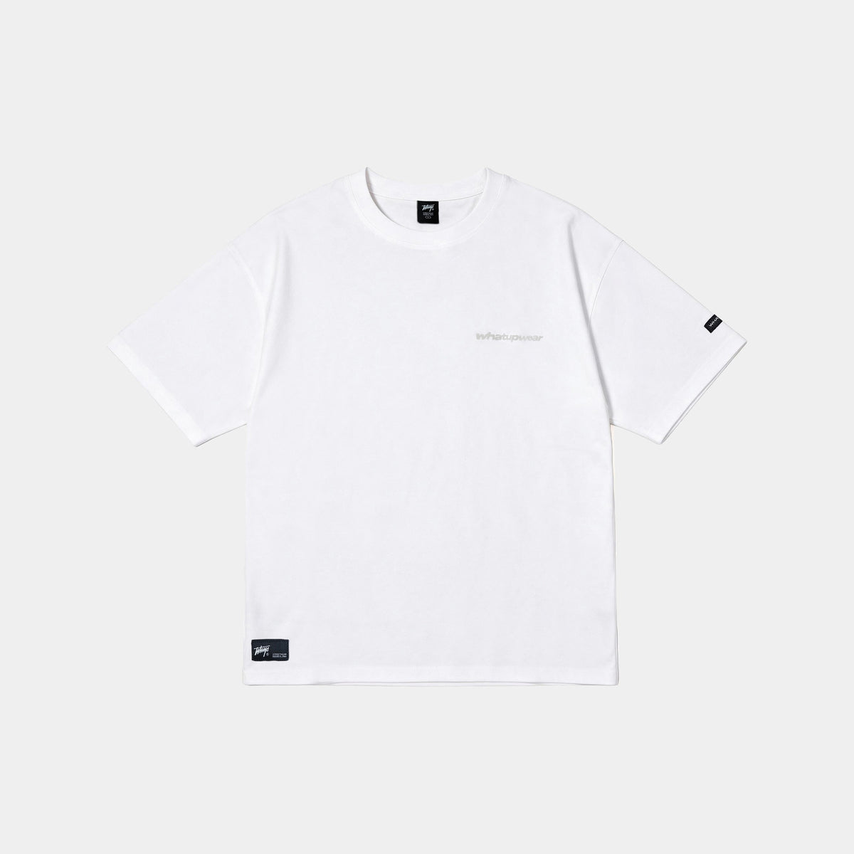 Polera Oversize Box Blanco Logo Gris