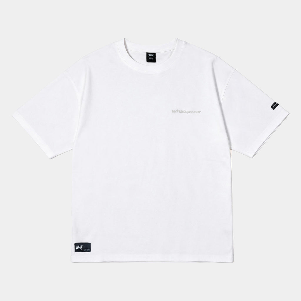 Polera Oversize Box Blanco Logo Gris