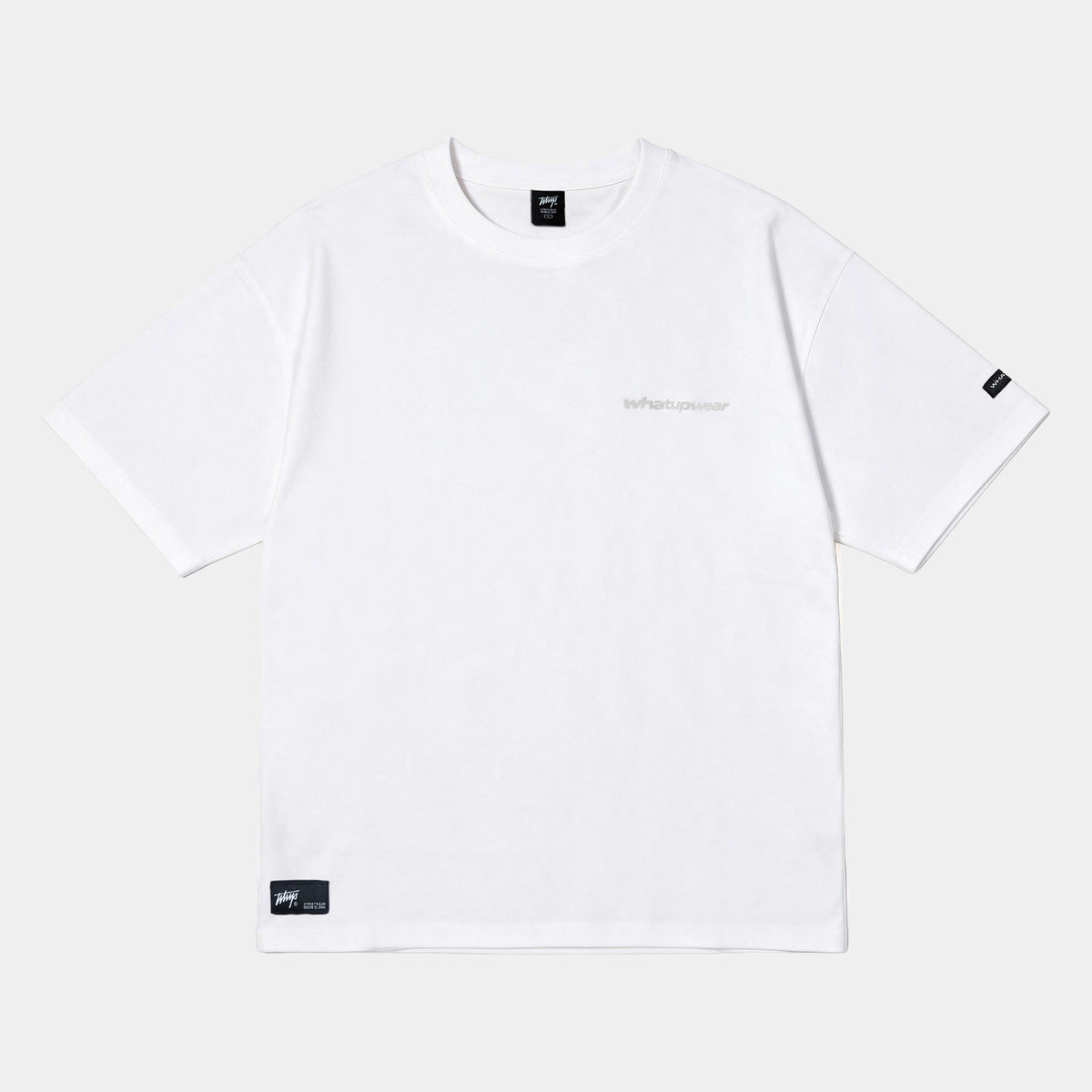 Polera Oversize Box Blanco Logo Gris