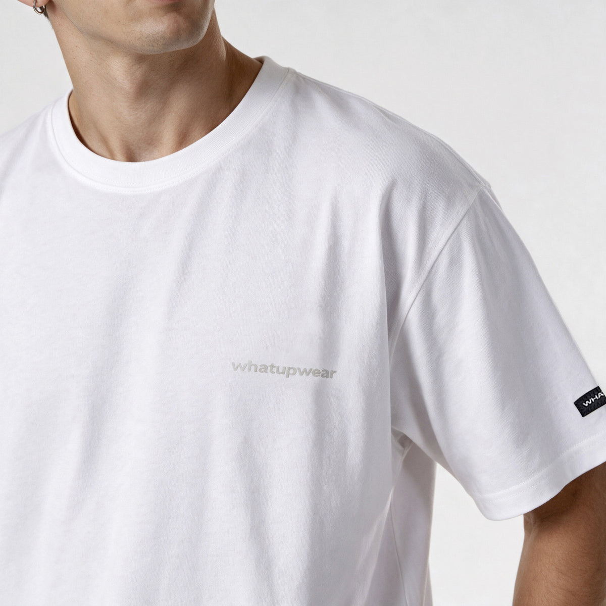 Polera Oversize Box Blanco Logo Gris