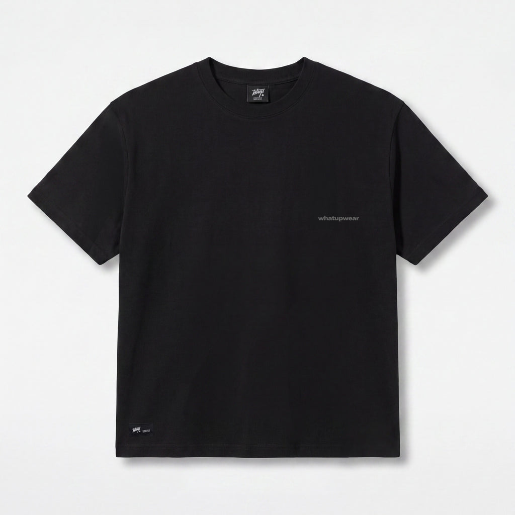 Polera WhatUp Men Boxy Black Logo Grey