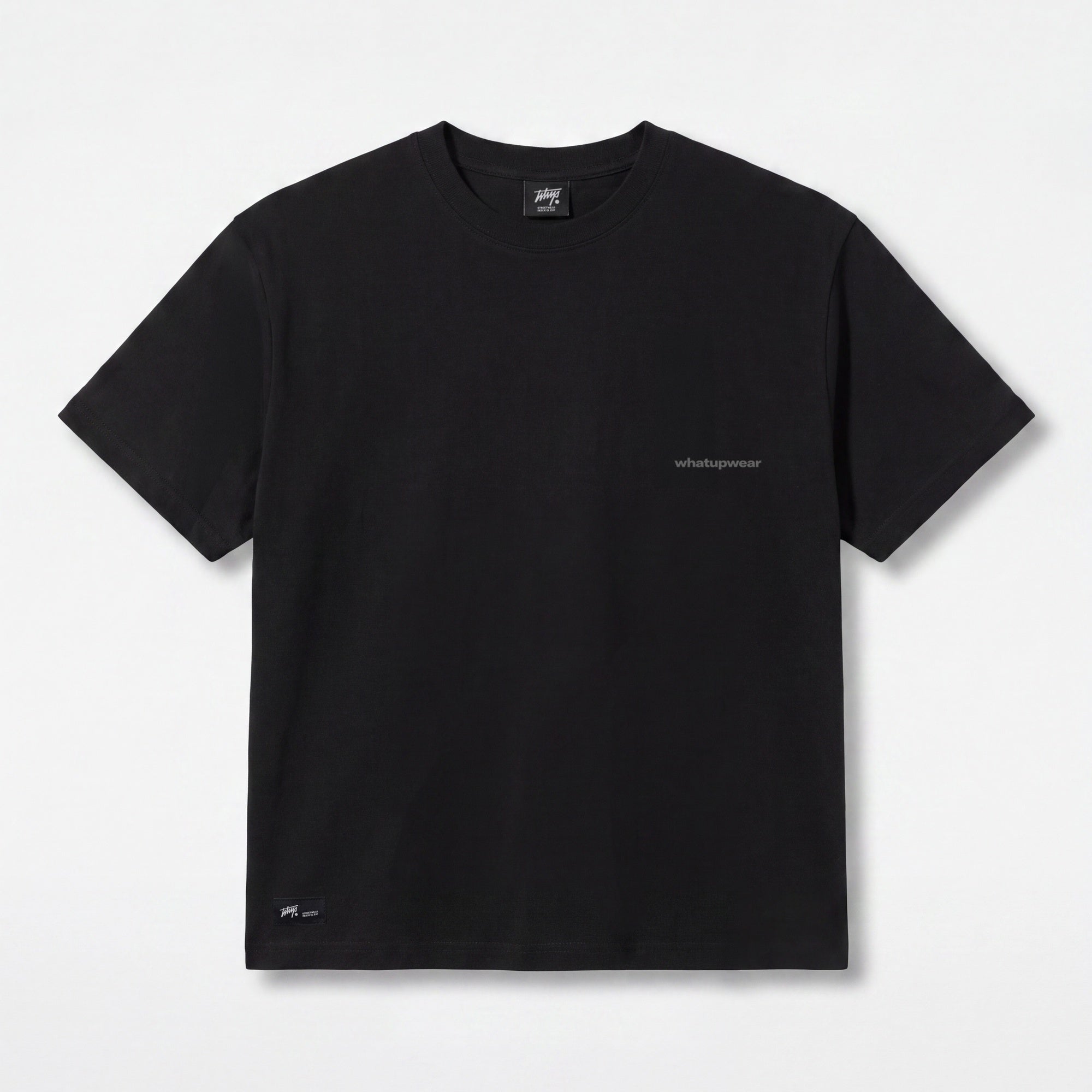Polera WhatUp Men Boxy Black Logo Grey
