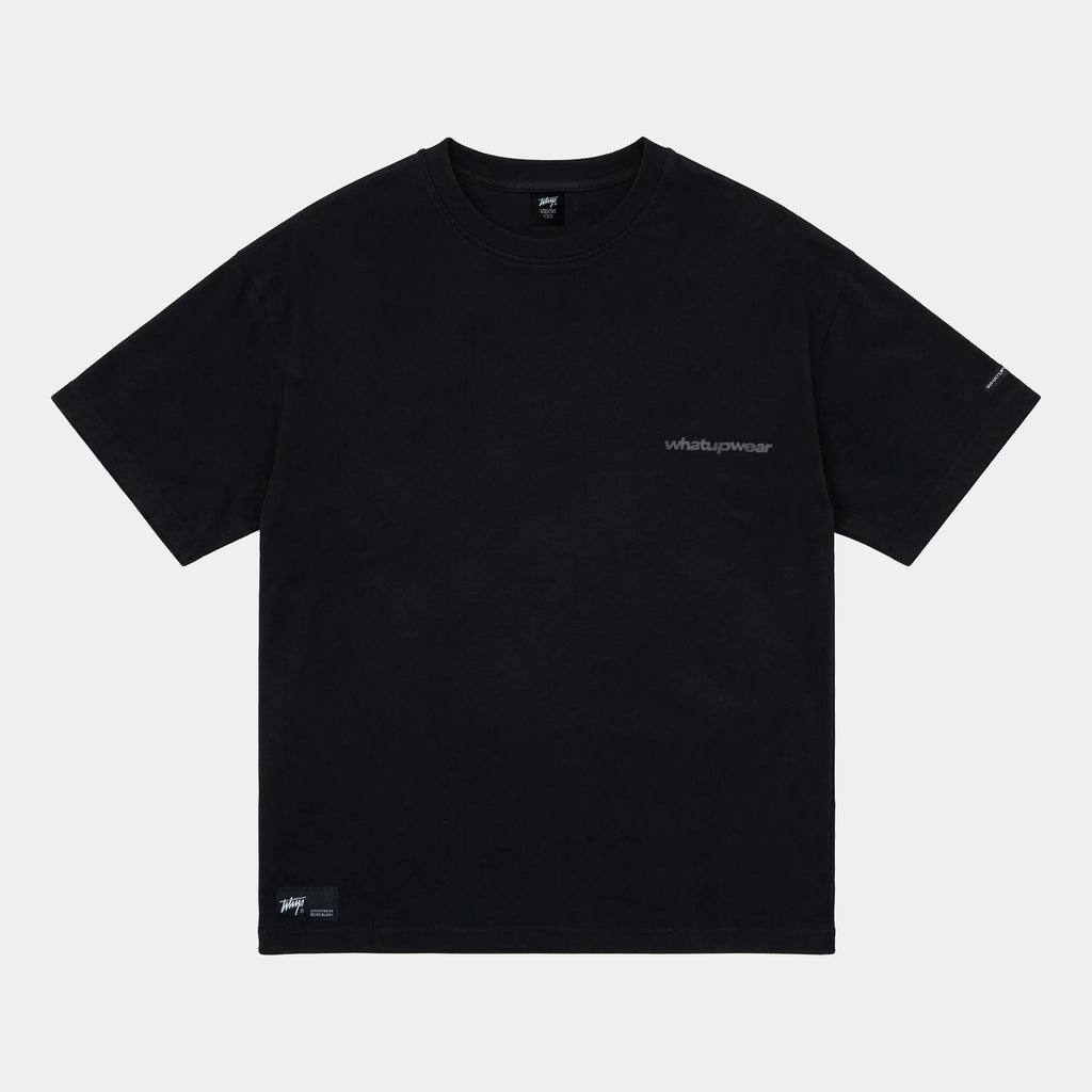 Polera Oversize Box Negro Logo Gris