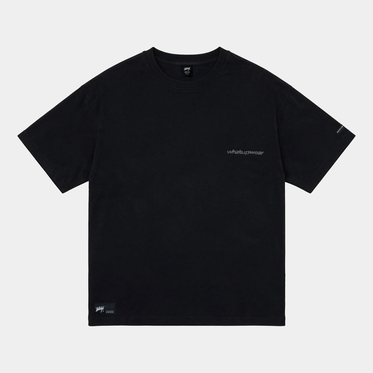 Polera Oversize Box Negro Logo Gris