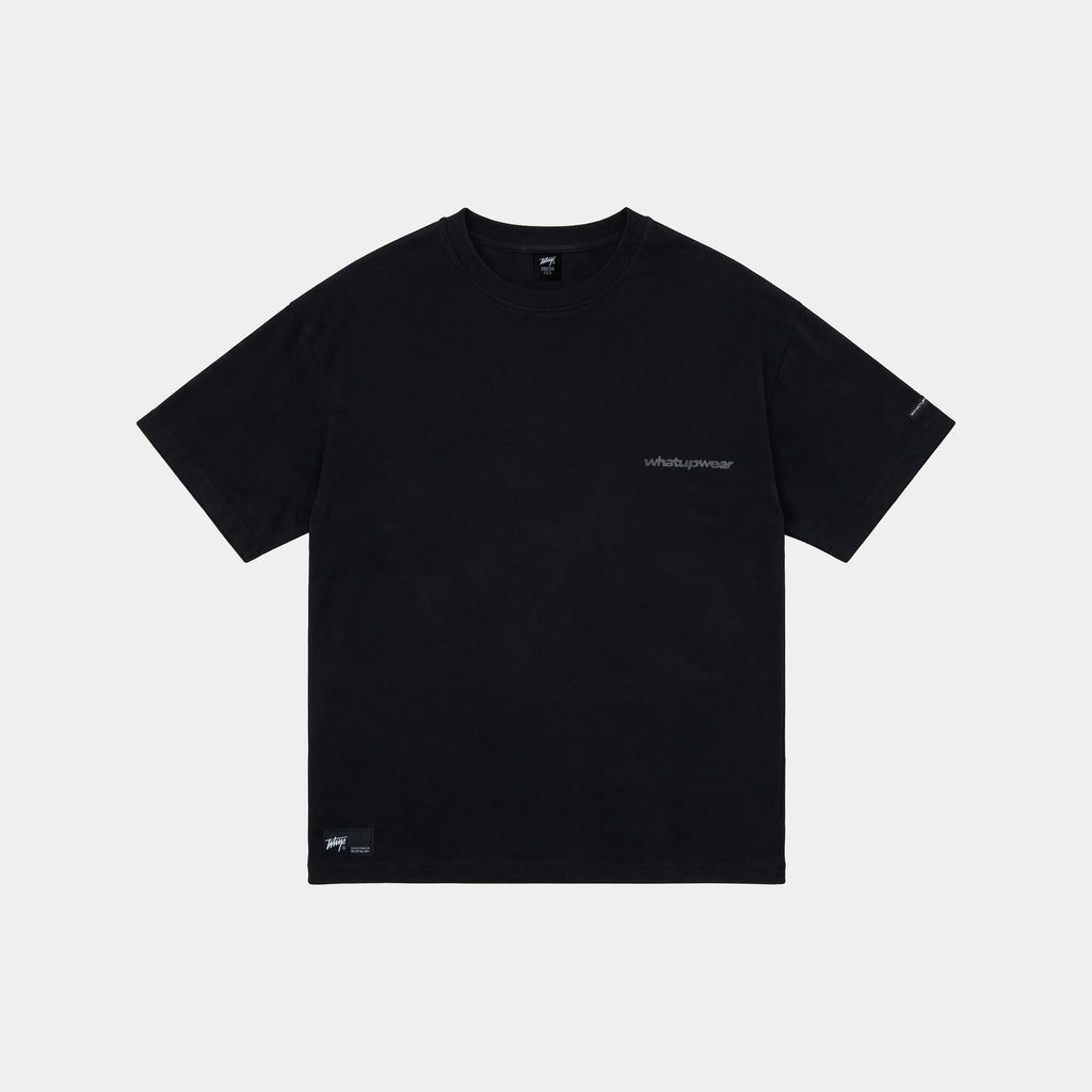 Polera Oversize Box Negro Logo Gris