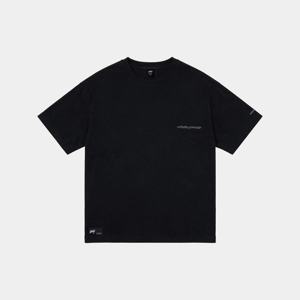 Polera Oversize Box Negro Logo Gris