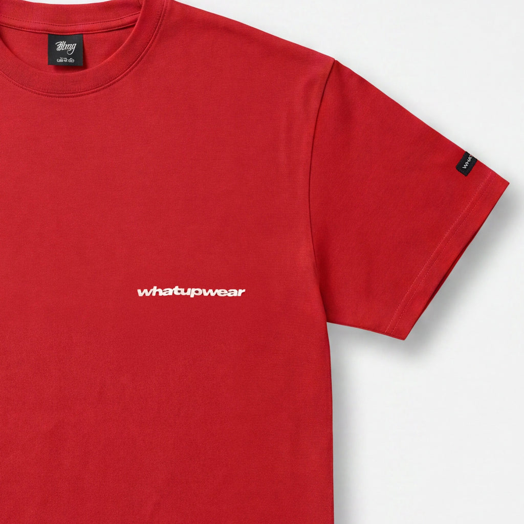 Polera WhatUp Men Boxy Red Logo White