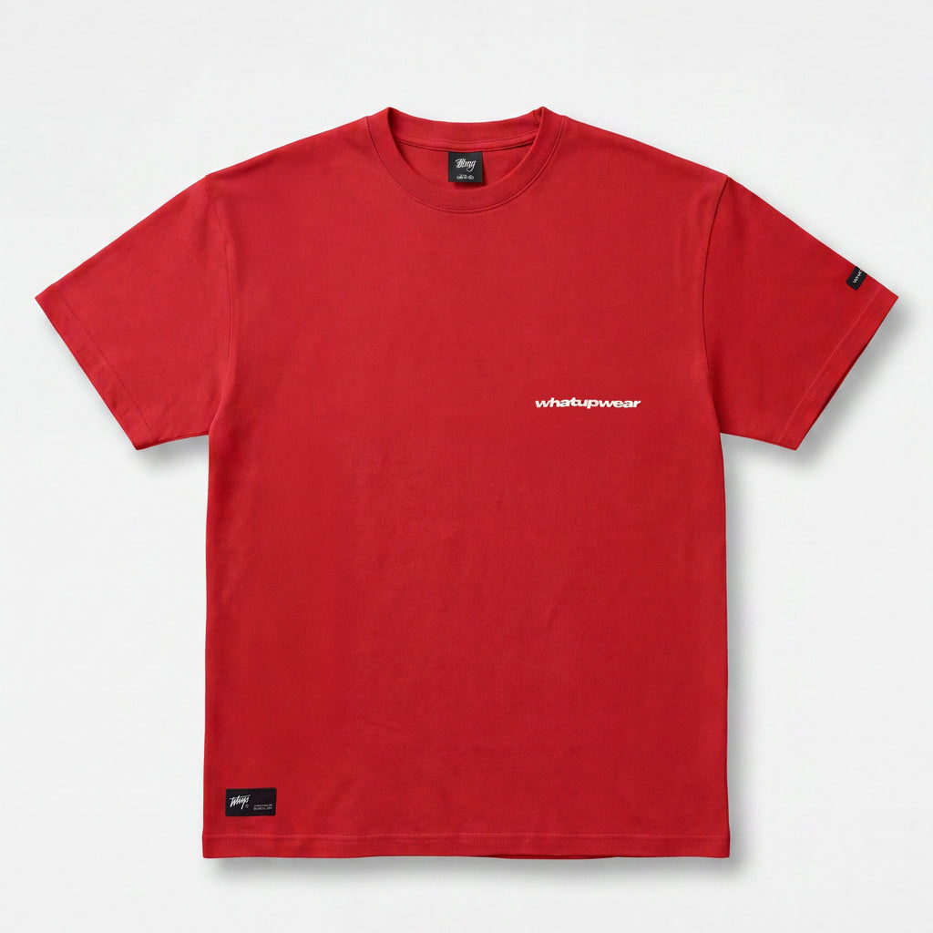 Polera WhatUp Men Boxy Red Logo White