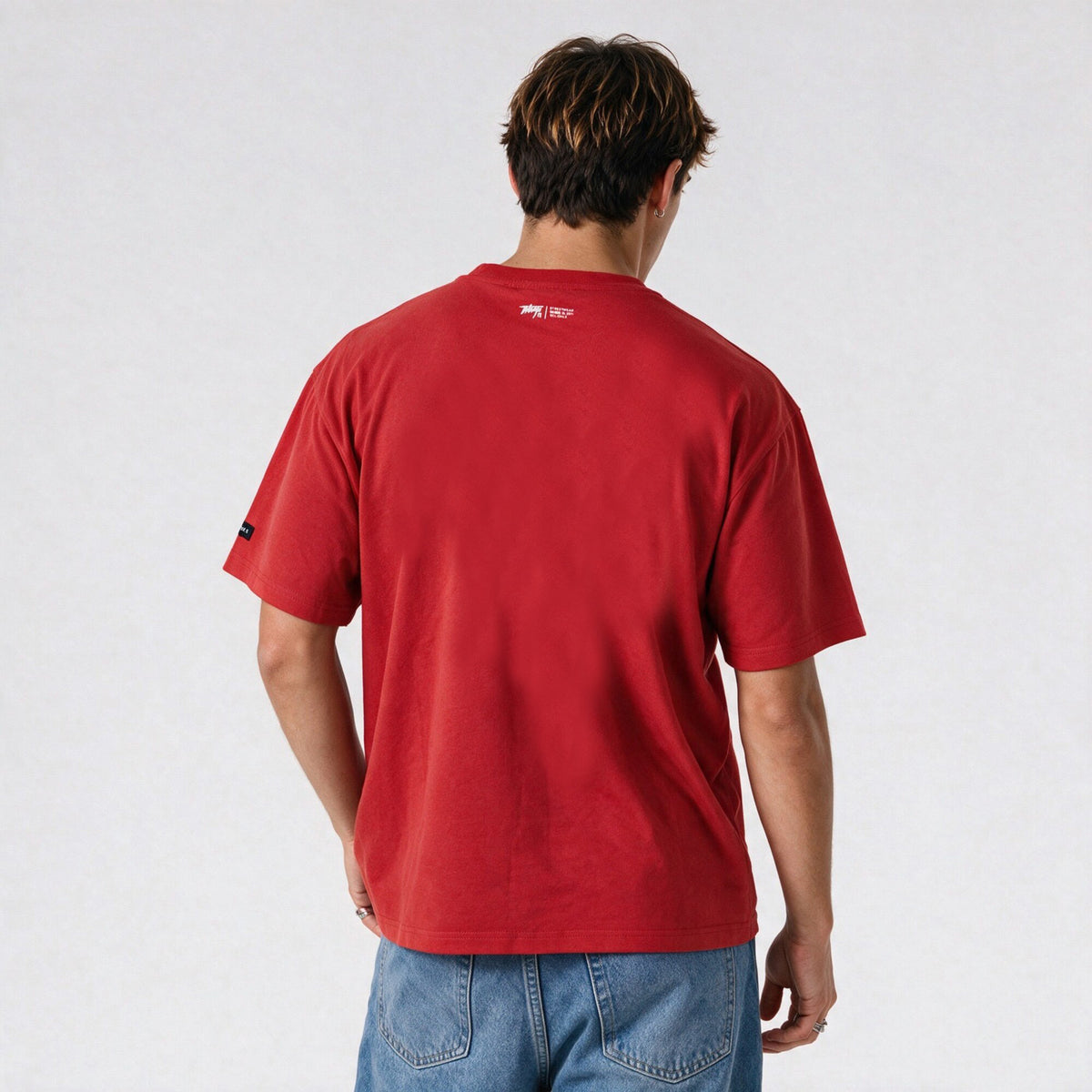 Polera Oversize Box Rojo Logo Blanco