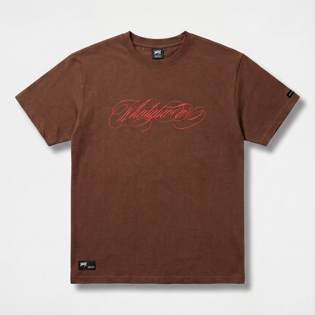 Polera WhatUp Men Boxy Logo Brown Red