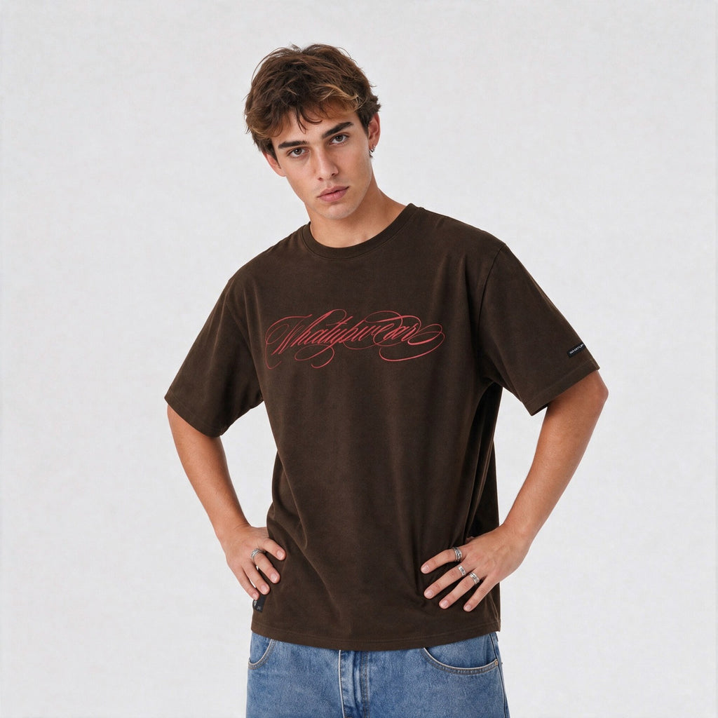 Polera Oversize Box Logo Café