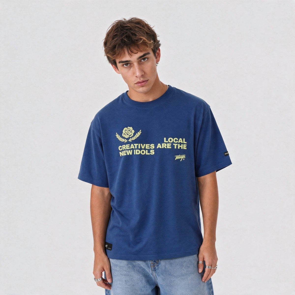 Polera Local Creatives Oversize Box Azul
