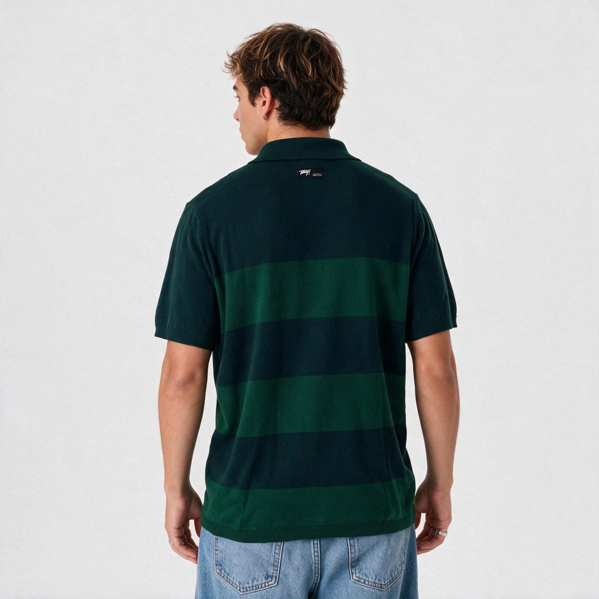 Polera Blockcore Knitted Regular Verde y Blanco