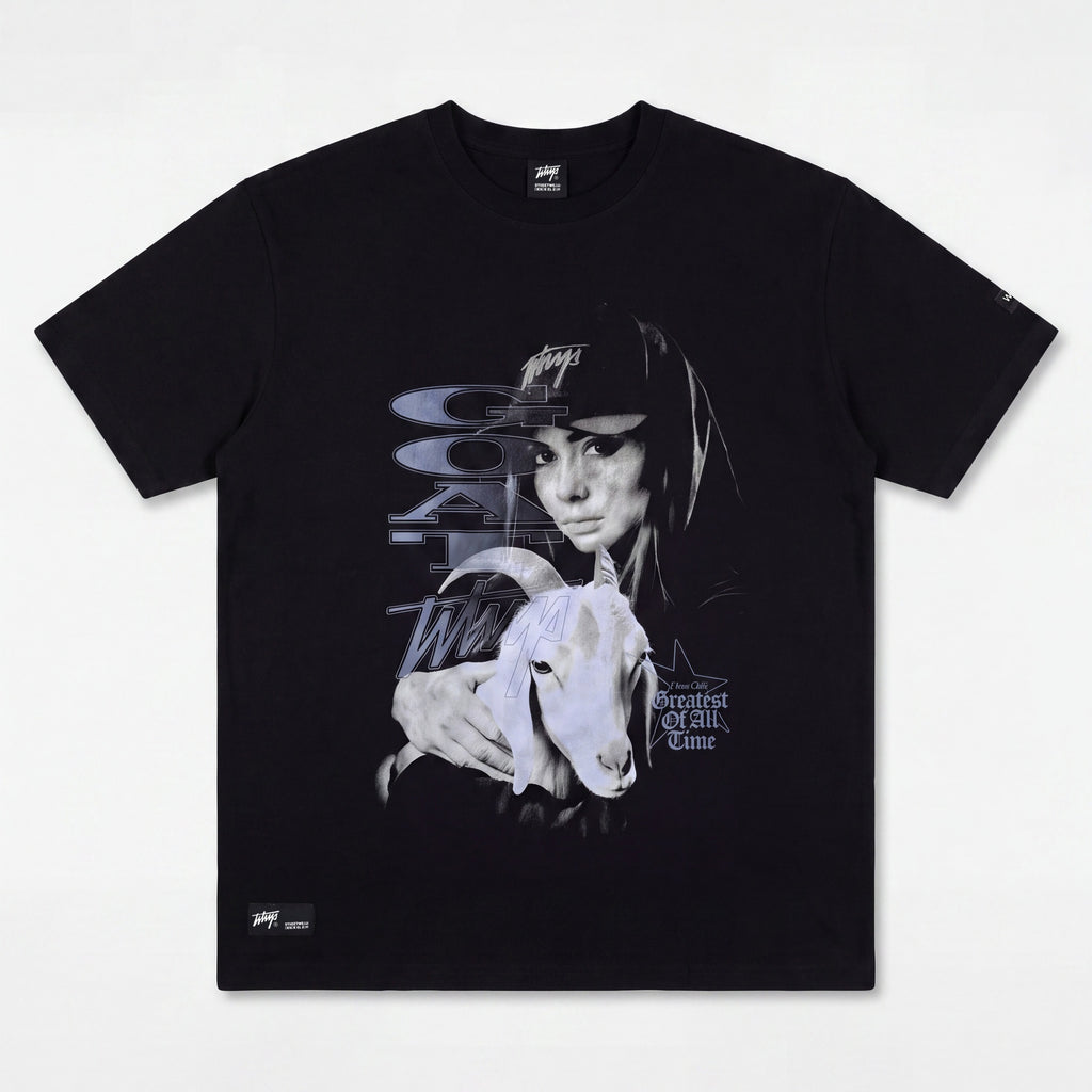Polera WhatUp Men Oversize GOAT Black