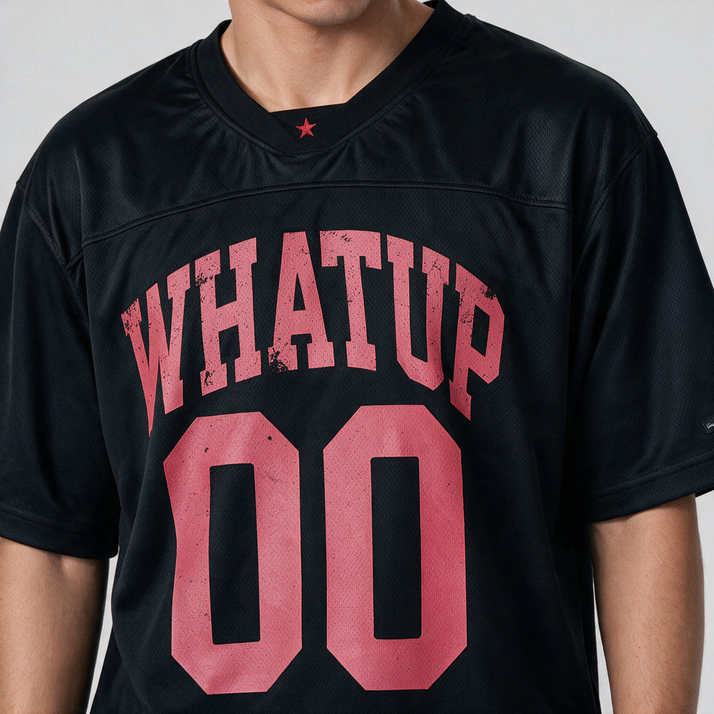 Polera Box Mesh 00 Negro y Rojo
