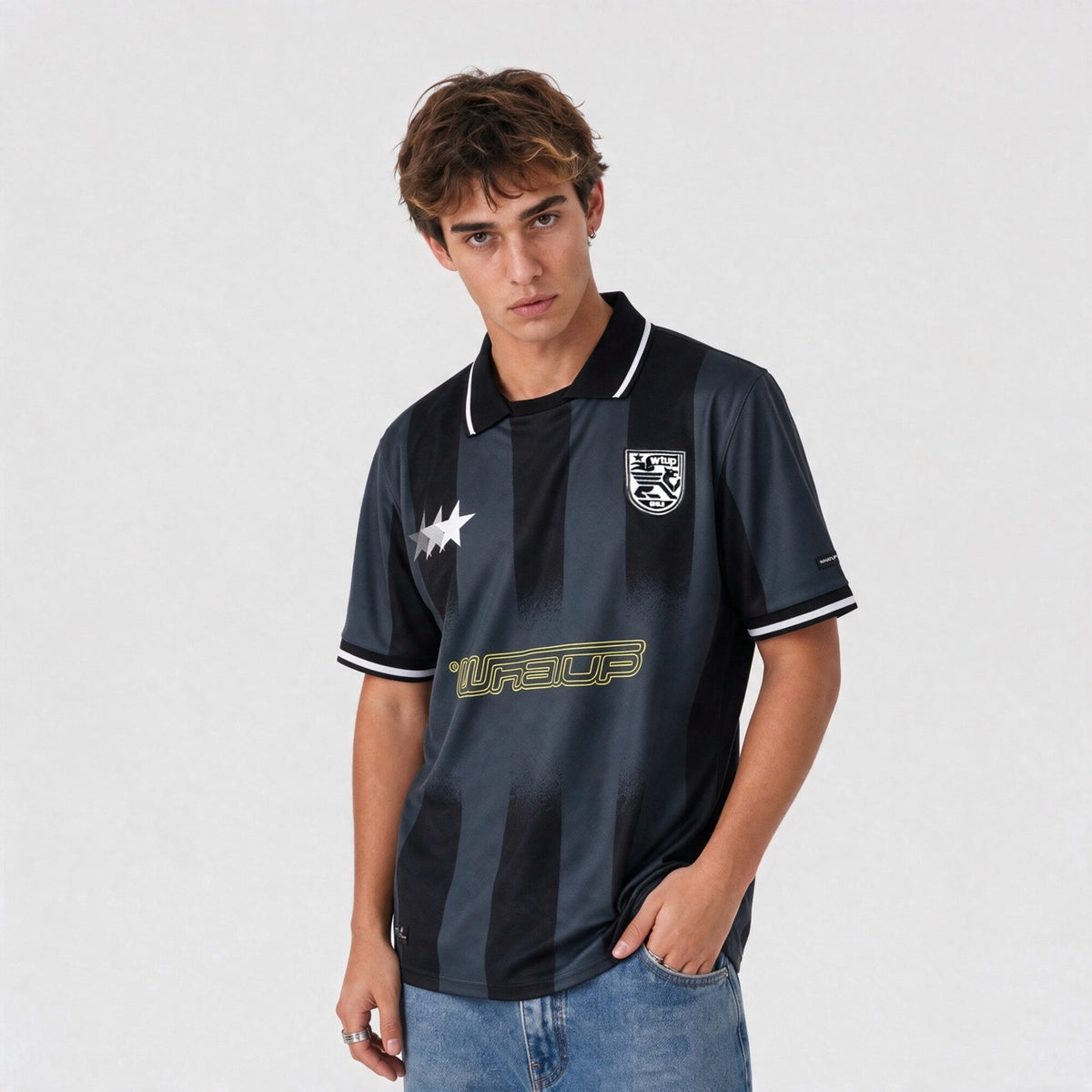 Polera Blockcore 10 Regular Negro y Gris