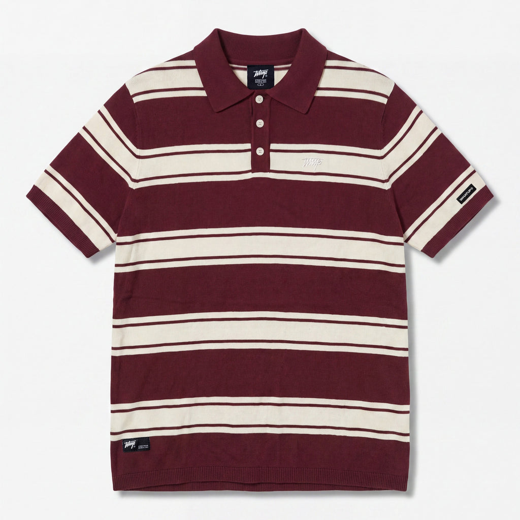 Polera WhatUp Men Polo Buttons Burgundy Off White