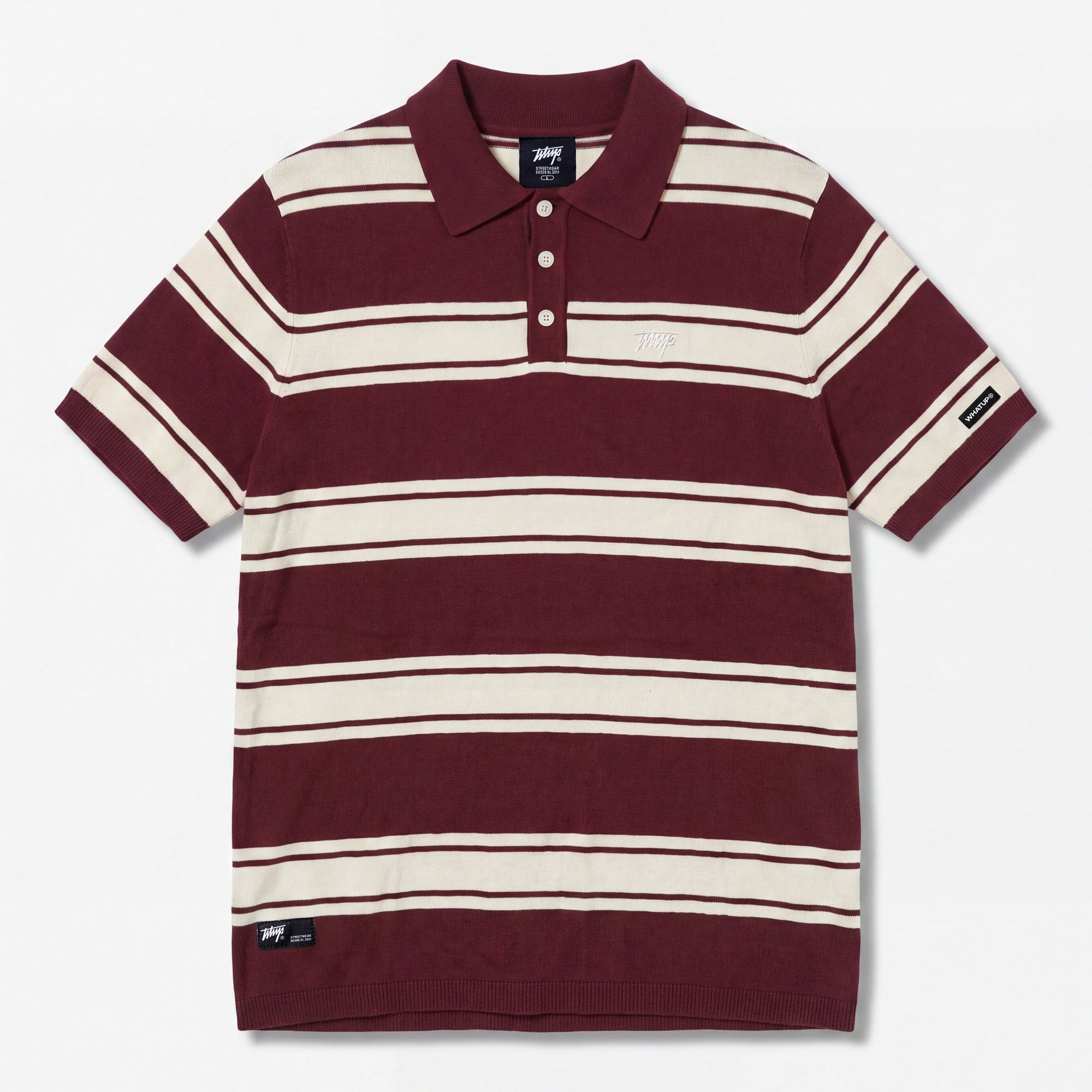 Polera WhatUp Men Polo Buttons Burgundy Off White