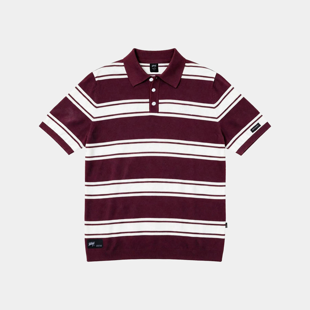 Polera Polo Stripes Botones Regular Burdeo y Crema