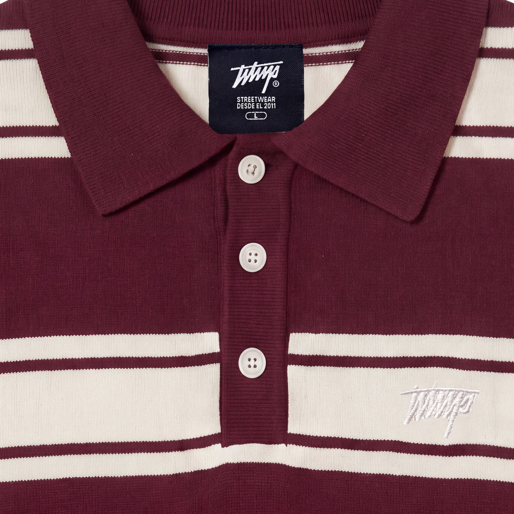 Polera WhatUp Men Polo Buttons Burgundy Off White