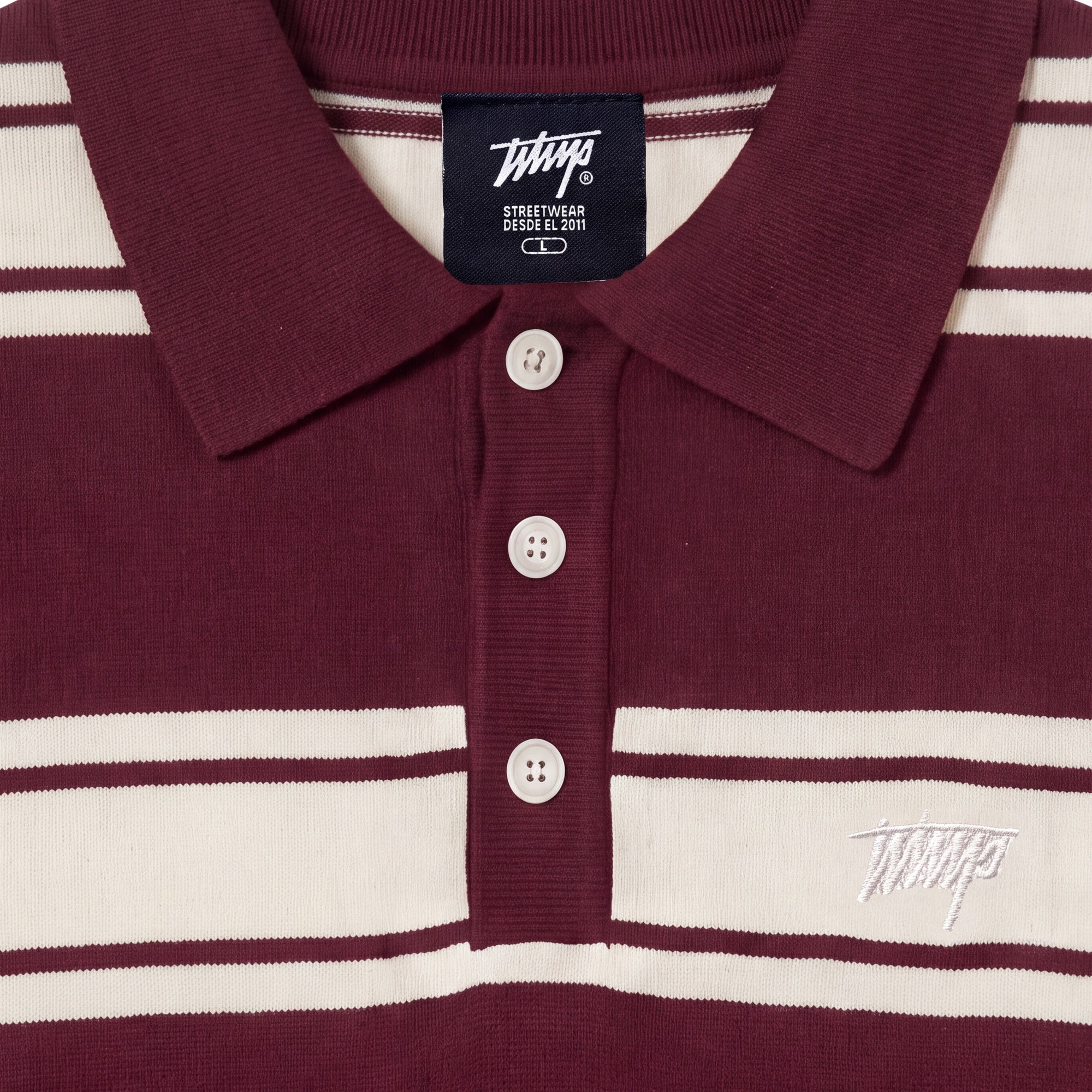 Polera WhatUp Men Polo Buttons Burgundy Off White