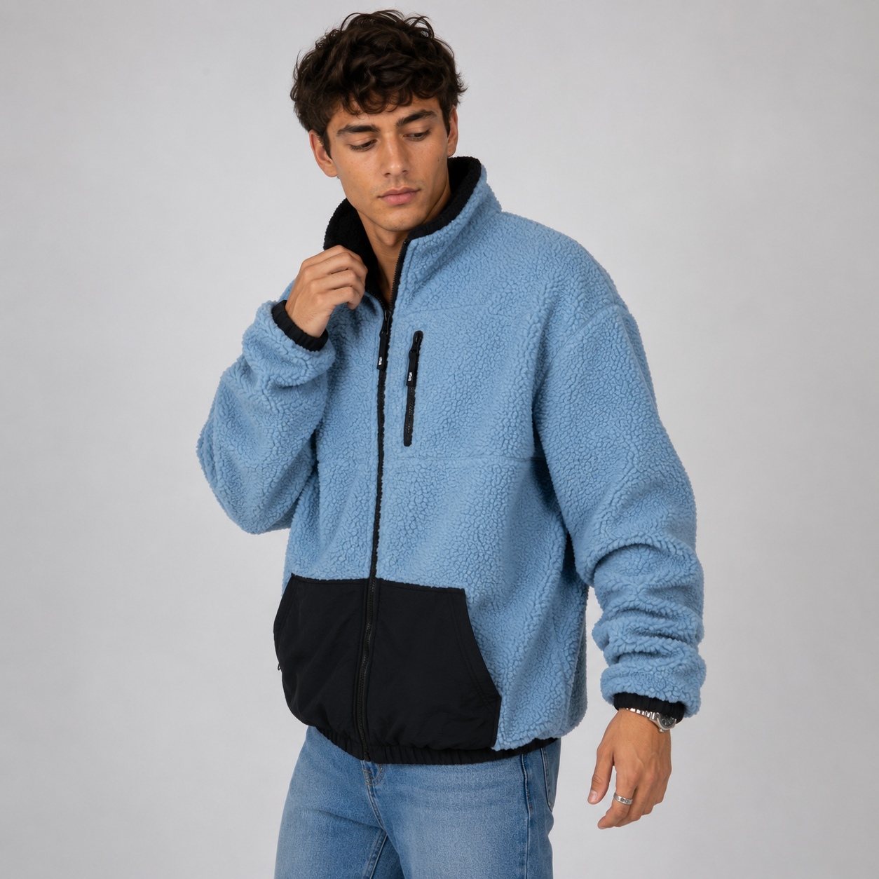 Sherpa Whatup Reversible Full Zipper Black Blue