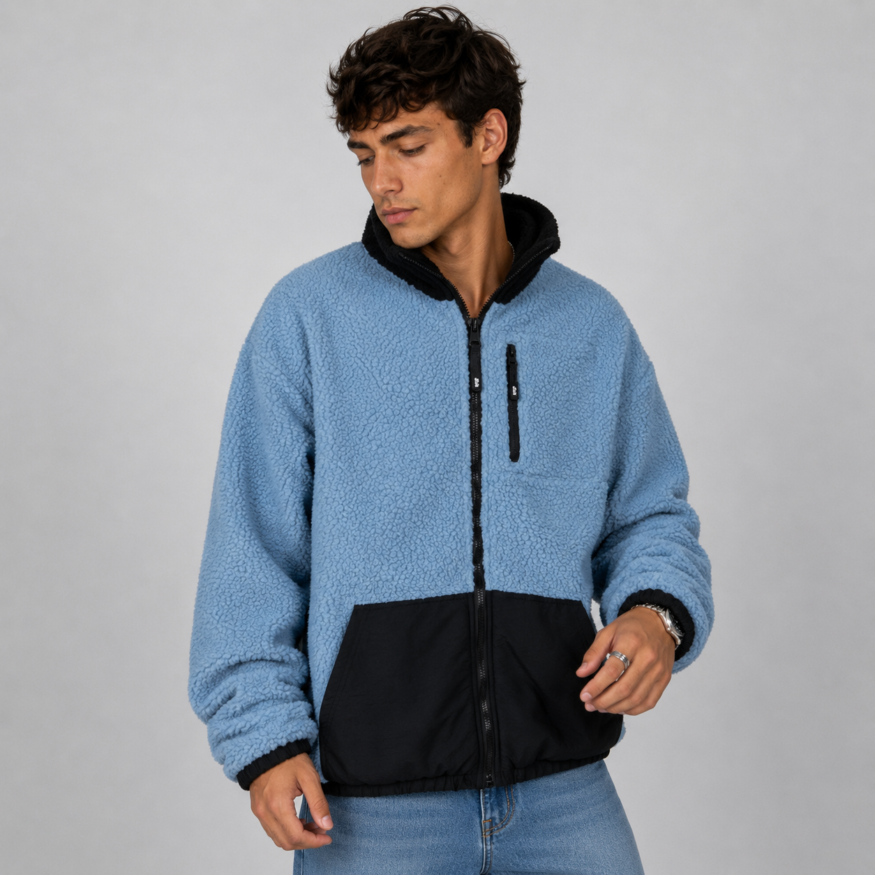 Sherpa Whatup Reversible Full Zipper Black Blue