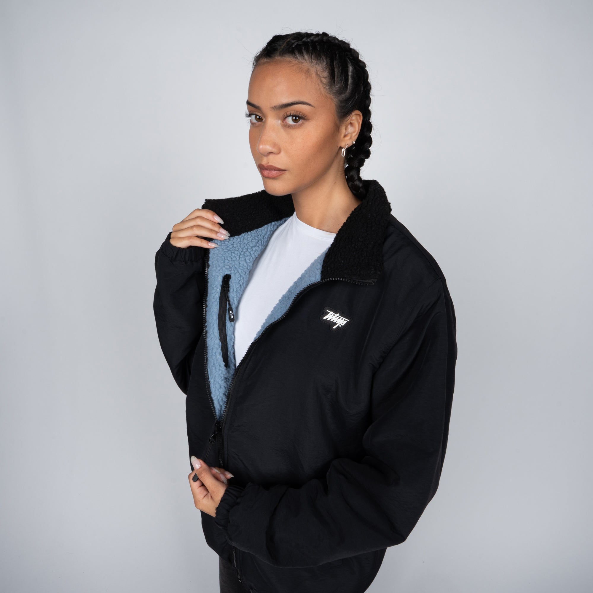 Sherpa Whatup Reversible Full Zipper Black Blue