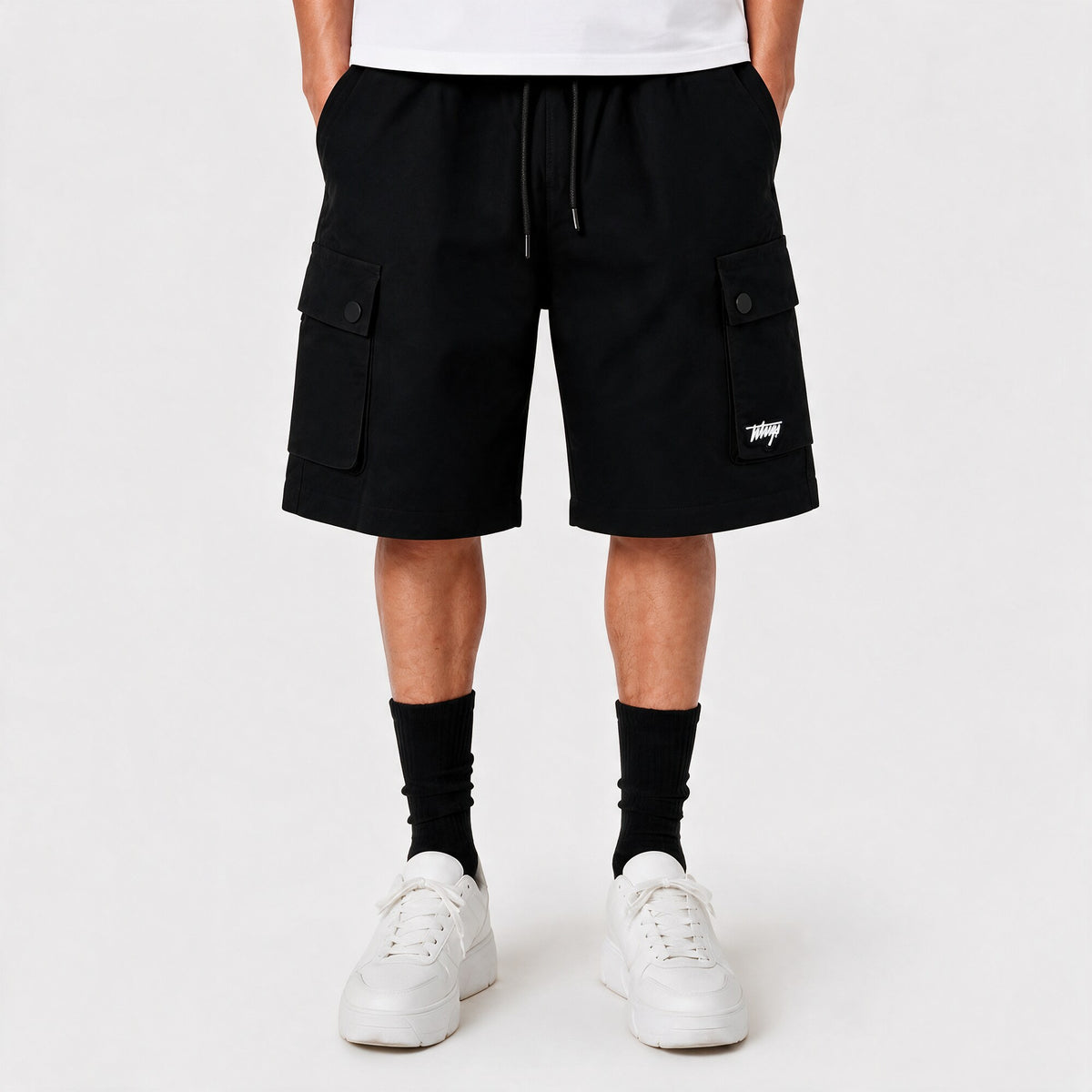Short Cargo Gabardina Negro