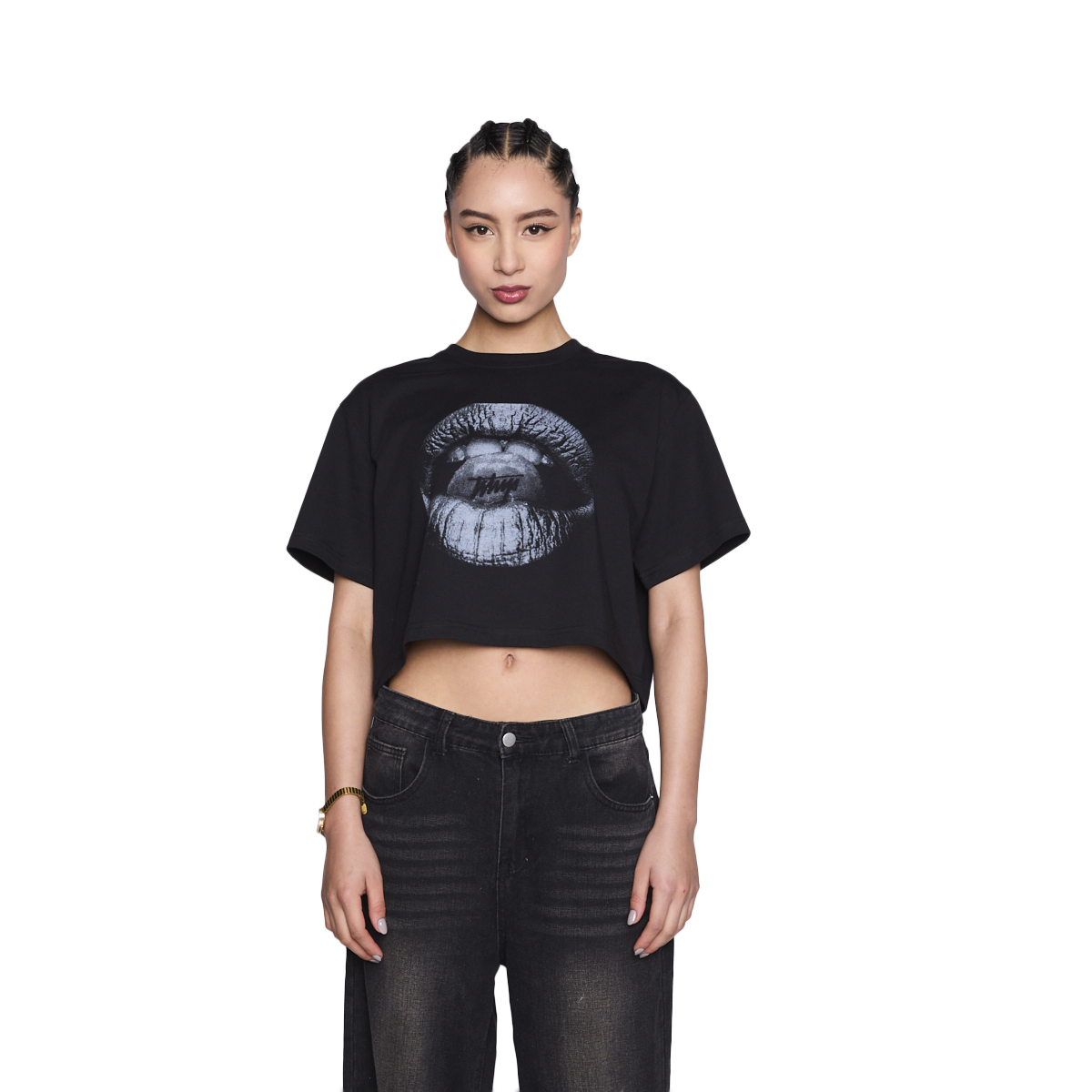Polera Crop Whatup Women Bite Black