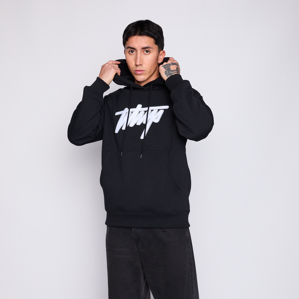 Polerón Whatup Hoodie Black White v26