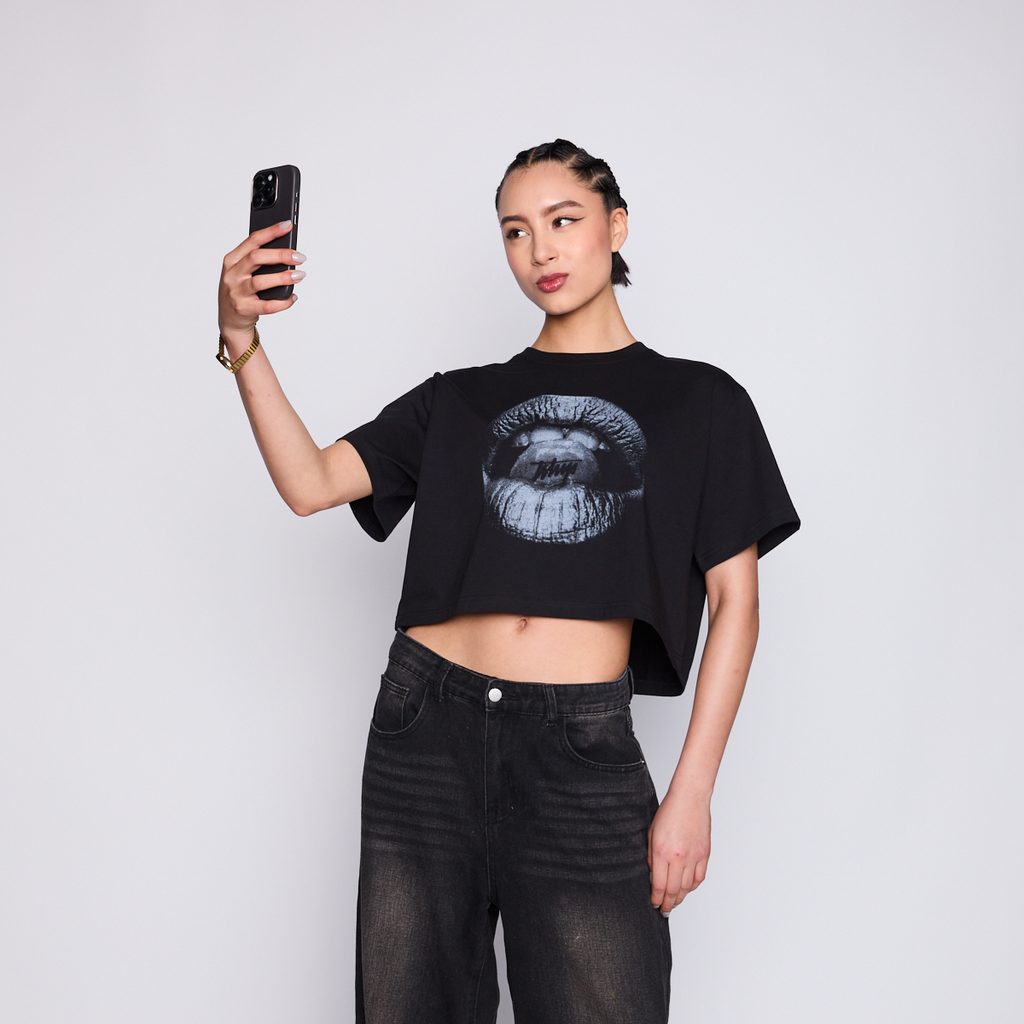 Polera Crop Whatup Women Bite Black