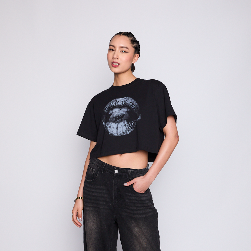 Polera Crop Whatup Women Bite Black