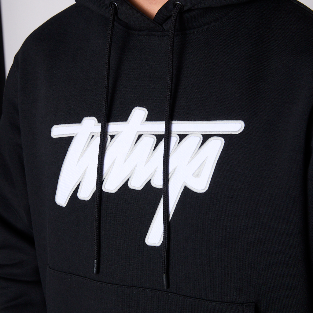 Polerón Whatup Hoodie Black White v26
