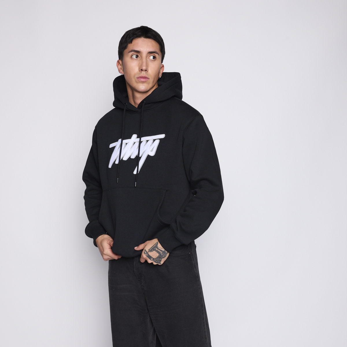 Polerón Whatup Hoodie Black White v26