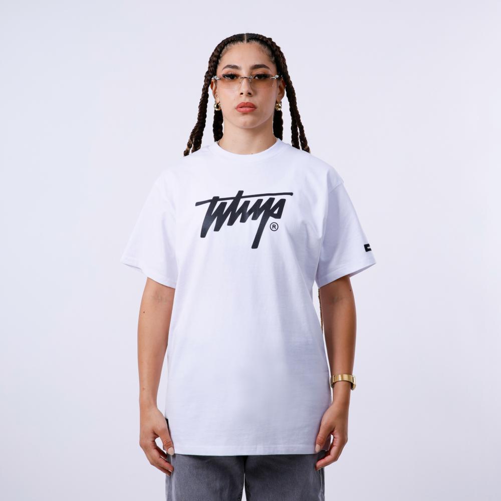 Polera Basic Logo WhatUp White Black
