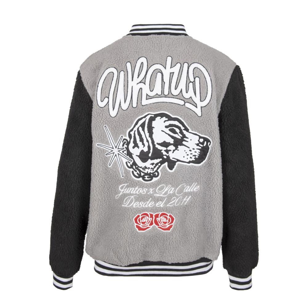 Sherpa Full Zipper Dog and Roses Grey