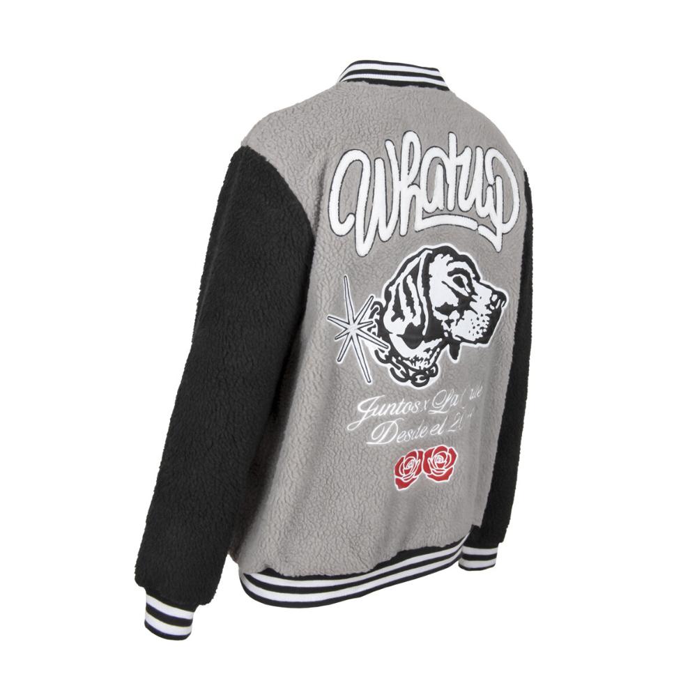 Sherpa Full Zipper Dog and Roses Grey