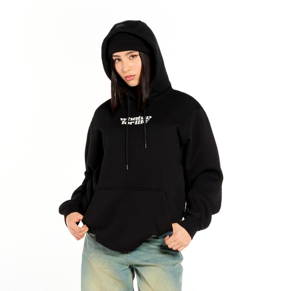 Poleron Whatup Hombre con estampado espalda Negro