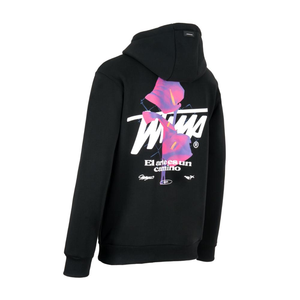 Poleron Whatup Hombre con estampado espalda Negro