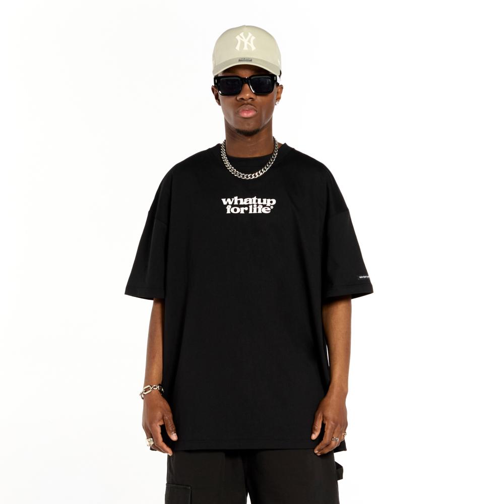 Polera Whatup Hombre Estampado Negro