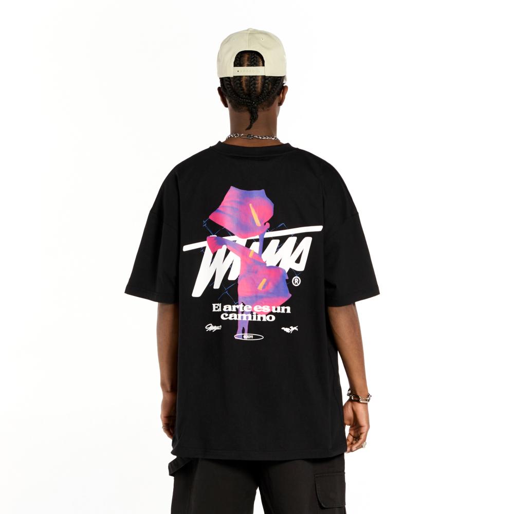 Polera Whatup Hombre Estampado Negro